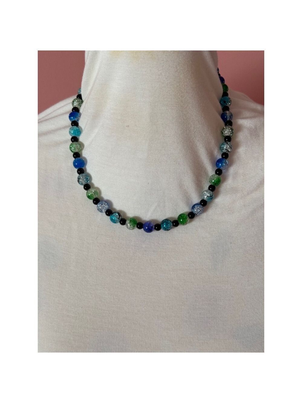 Unbranded Blue Green Beaded Necklace One Size